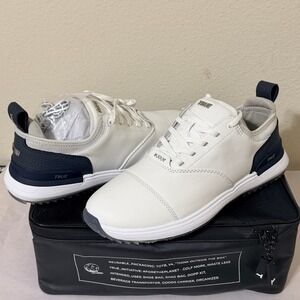 TRUE LINKSWEAR Lux Tour Leather Golf Shoes Mens 13 Waterproof White Navy